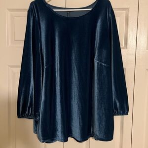 Adrianna Papell Blue 3/4 Sleeve Oversized Blouse